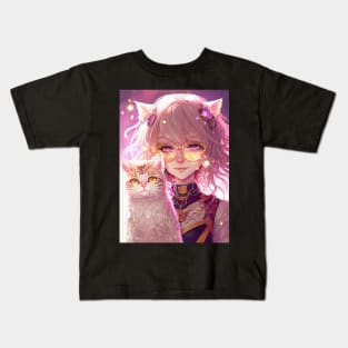 Cute Anime Cat Girl Kids T-Shirt